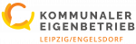 Logo KEE in Orange. Orange Kreise, Schriftzug Kommunaler Eigenbetrieb Leipzig/Engelsdorf
