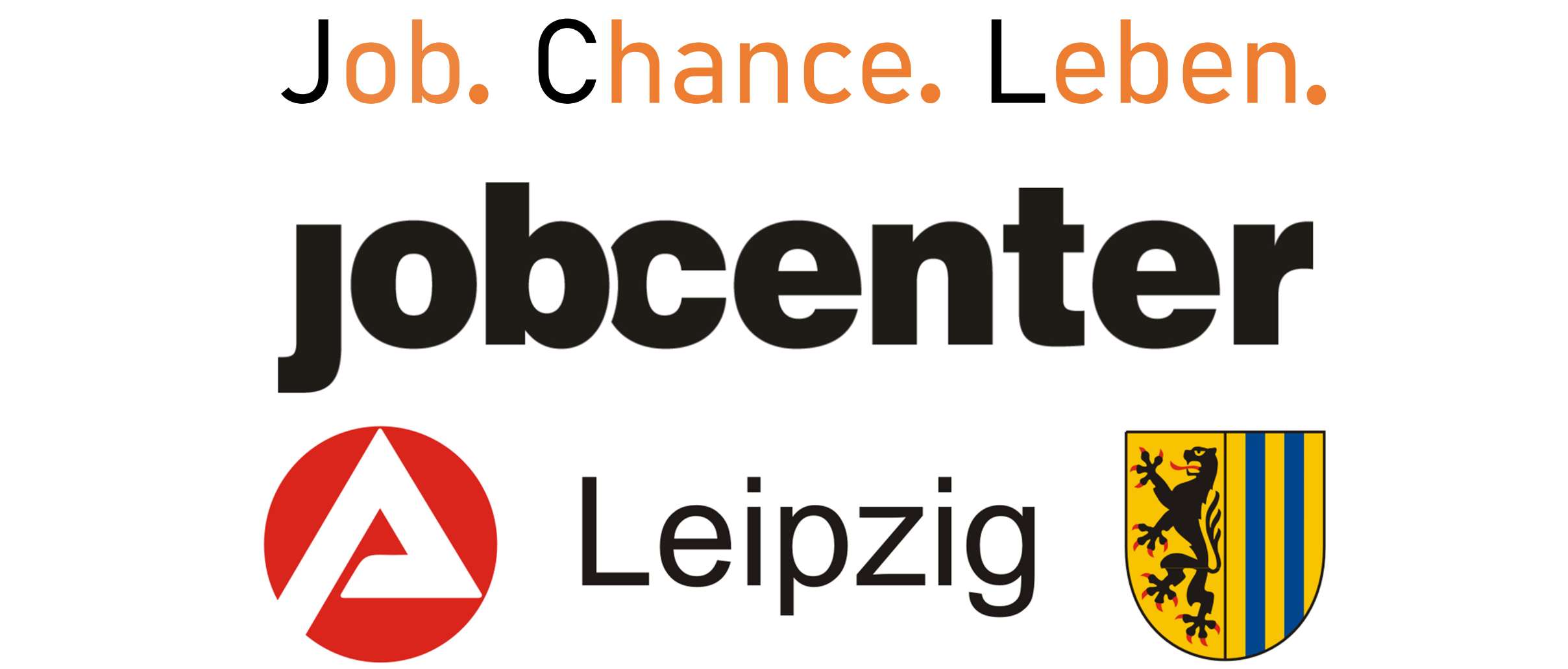 Logo Jobcenter Leipzig. Job. Chance. Leben.